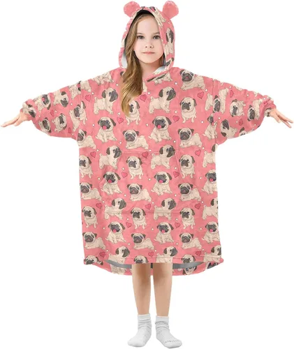 Vista 7 de Mantas portátiles para niños, súper suaves, cálidas y acogedoras, sudadera con capucha de gran tamaño, regalos para niños de 3 a 14 años, niñas