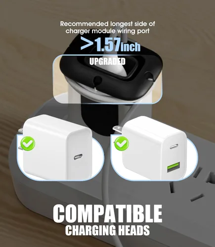 Vista 3 de Organizador de cargador plegable, enrollador de cable de carga, compatible con cargador de iPhone 16/15/14/13/12/11, bloque de cargador USB C