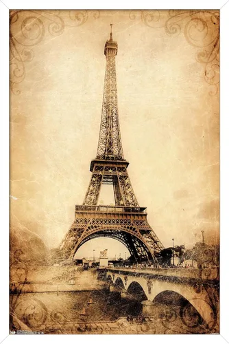 Vista 12 de Trends International The Eiffel Tower - Póster de pared rústico, 14.725 x 22.375 pulgadas, versión enmarcada de madera de granero
