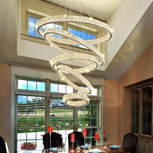 Vista 11 de Araña de Cristal LED Moderna Regulable de 8" Anillo Dorado Luminarias Colgantes para Isla de Cocina Comedor Sala de Estar Oro 1 Anillo 8
