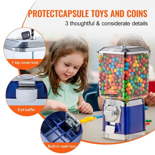 Vista 5 de VEVOR - Máquina expendedora de chicles para niños, de policarbonato, para tiendas de juegos, con monedas para cápsulas de juguete, bolas hinchables