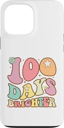 Vista 24 de 100 Days Brighter Happy 100th Day of School Groovy Kids Girl Case for iPhone XR