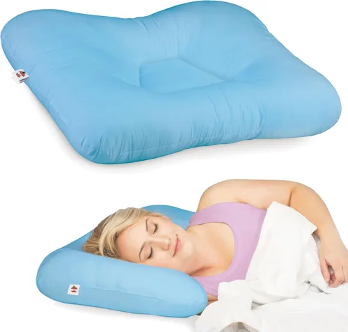 Vista 10 de Almohada cervical ergonómica Tri-Core para alivio del dolor de cuello Azul