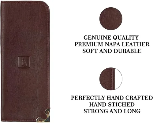 Vista 4 de Adamis Funda suave de cuero genuino de grano completo para hombres y mujeres