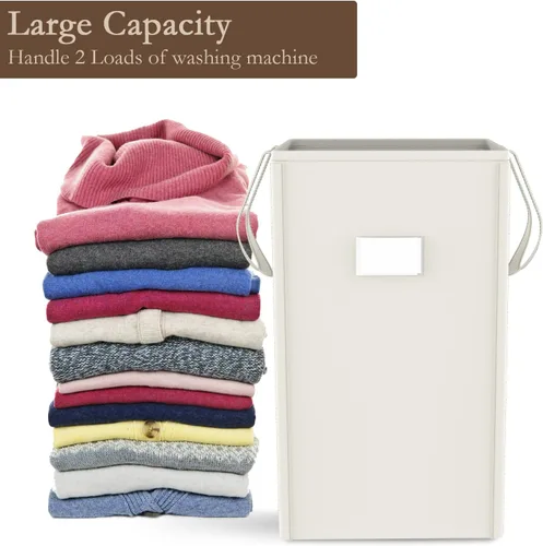 Vista 6 de MCleanPin - Cesta grande y plegable para la ropa con 2 bolsas de lavandería desmontables y tarjeta de clasificación, duradera, para ropa de cama