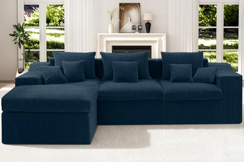 Vista 3 de Sofá modular modular de 101 pulgadas con otomana, sofás grandes y cómodos de nube, sofá modular de 4 asientos en forma de L, sofás seccionales