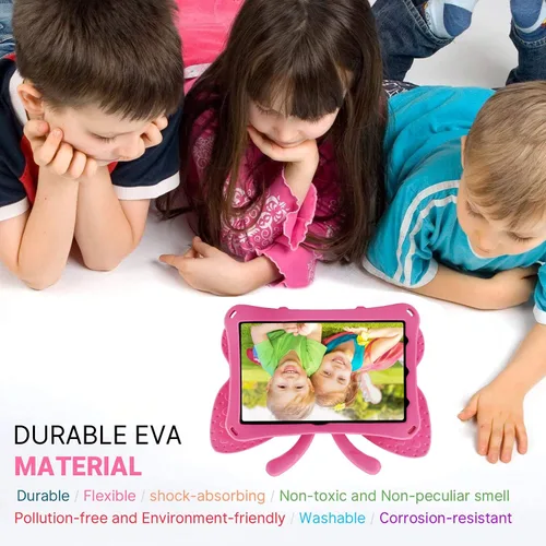 Vista 33 de FW Fire 7 - Funda para tablet para niños, Amazon Fire 7 2022, funda de mariposa con luz de atril, EVA, protección contra caídas, resistente, a