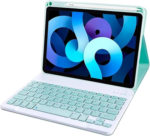 Vista 18 de kaitesi Funda para teclado para iPad 9ª 8ª 7ª generación 10.2/ Air 3ª generación Pro 10.5, cubierta inteligente de folio inteligente con teclado