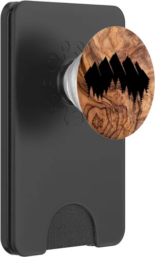 Vista 7 de Mountain Range Forest Burned Woodgrain Wood-Burn - PopSockets Grip and Stand for Phones and Tablets