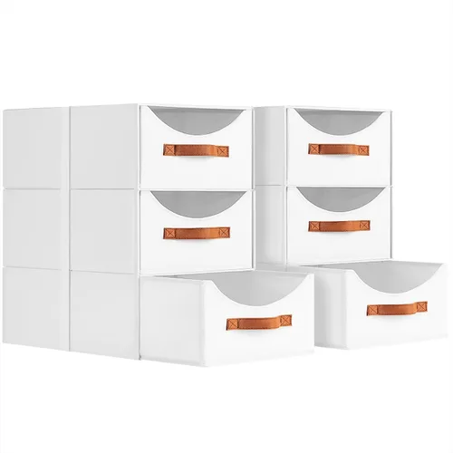 Vista 10 de Homsorout Cajones de almacenamiento apilables, contenedores de almacenamiento plegables con cajones, paquete de 8 cestas organizadoras de estantes
