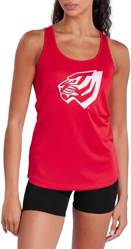 Vista 408 de Camiseta deportiva sin mangas oficial de NCAA Collegiate para mujer, con espalda cruzada, colección con logotipo primario