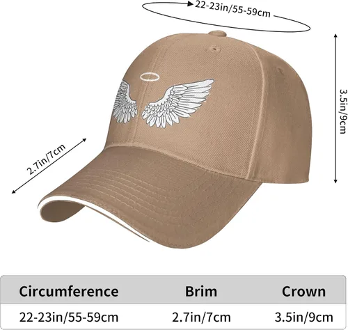 Vista 6 de Sombreros de sándwich de alas de ángel para adultos, gorras de béisbol para papá, gorras deportivas, ajustables, clásicas, lavables para hombres