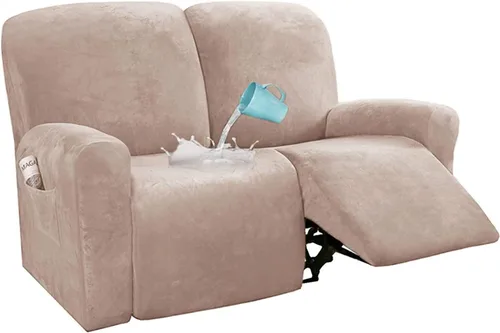 Vista 11 de Fundas impermeables de terciopelo para sofá reclinable, 8 fundas elásticas para sofá reclinable de 1, 2 y 3 plazas, funda suave antideslizante