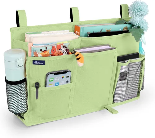 Vista 31 de Surblue Organizador de cama colgante para mesita de noche, bolsa de almacenamiento con bolsillo para literas y camas de hospital, habitaciones