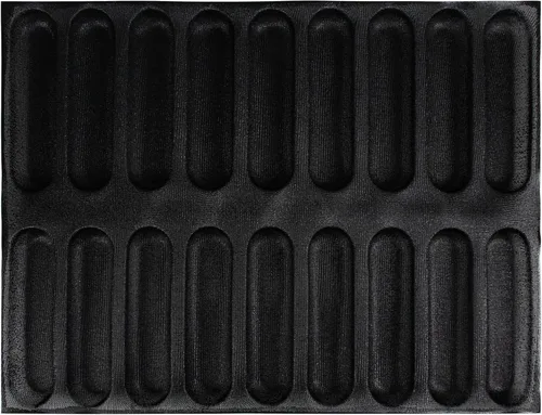 Vista 9 de Pan para hornear baguette pan perforado Eclair hojas de malla molde de silicona estrecha barra rectangular 15.748x11.732x0.197 in 16-cavidad por