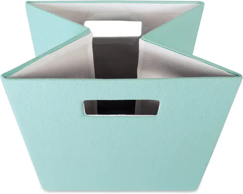 Vista 5 de DII Cubo de almacenamiento plegable de poliéster, sólido, ligero y duradero, cuadrado pequeño, 11x11x11 pulgadas, aguamarina