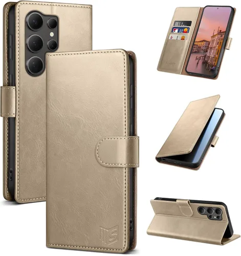 Vista 13 de SUANPOT - Funda para Samsung Galaxy S23 Ultra con bloqueo RFID, tarjetero con funda protectora de PU para teléfono, para mujeres y hombres