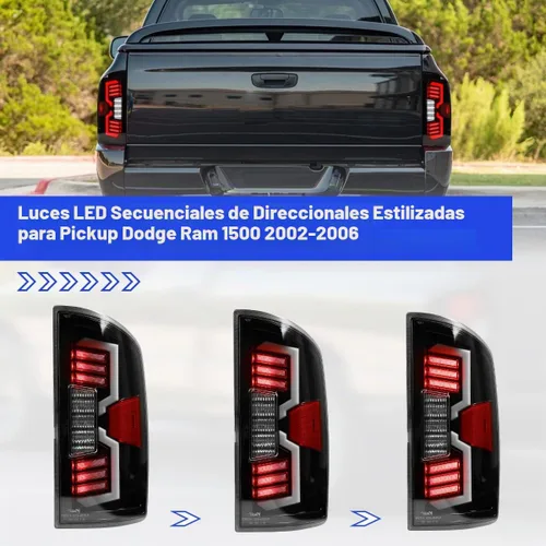 Vista 3 de Luces traseras secuenciales LED para Dodge Ram 1500 2002-2006 y Dodge Ram 2500 / 3500 2003-2006, conjunto de luces traseras LED completas con Claro