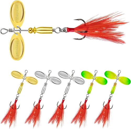Vista 20 de TRUSCEND Vibespinner Easy Catch Fishing Lures with BKK Hooks, Dual-Blade Spinner Baits with Double Water Disturbance and Reflective for More Bites