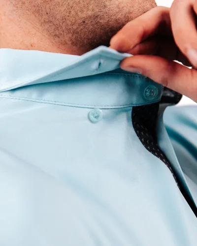 Vista 6 de Primo Polo de golf con cuello clásico, ligero, 100% poliéster, dobladillo curvado