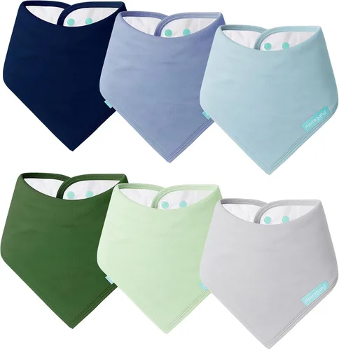 Vista 10 de PurComfy Baberos supersuaves, baberos de bambú de primera calidad para bebés niños y niñas, baberos ajustables a presión, paquete de 6