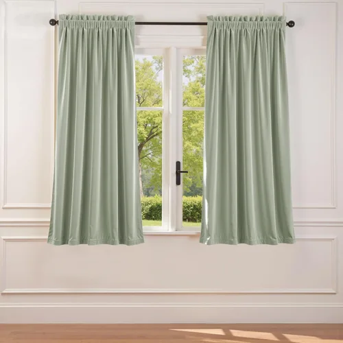 Vista 62 de Lazzzy - Cortinas de terciopelo blanco de 63 pulgadas de largo para sala de estar o dormitorio, cortinas con filtro de luz, aislación térmica