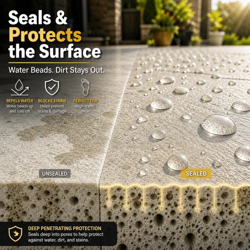 Vista 5 de Sellador de piedra natural de aspecto húmedo. Protección brillante duradera y de larga duración. Adoquines, pizarra, arenisca, travertino, piedra