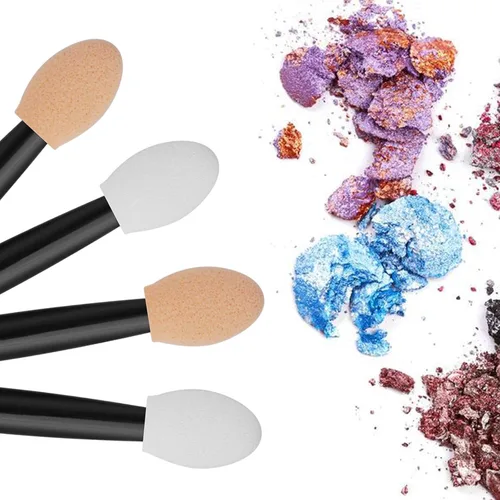 Vista 3 de Cuttte 120 aplicadores desechables de esponja de sombra de ojos de doble cara con contenedor, 2.44 pies de longitud, brochas de sombra de ojos