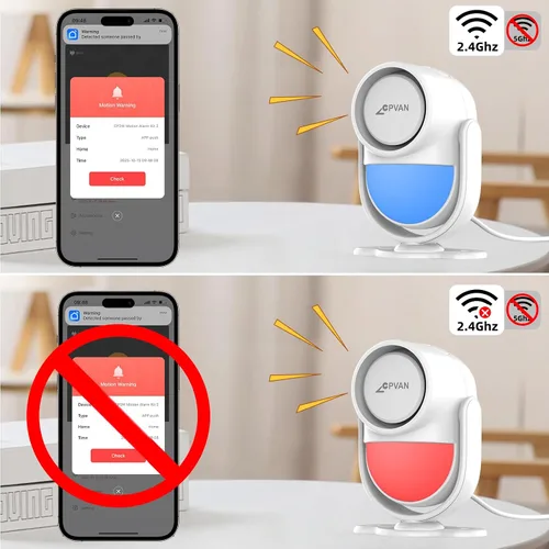 Vista 9 de CPVAN Sistema de alarma para el hogar con sensor de movimiento PIR, WiFi inalámbrico DIY Smart Door/Window Alarm para seguridad del hogar con alerta