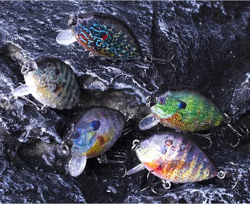 Vista 5 de Señuelos de pesca de mar, mini señuelo de pesca Wobbler, Crappie Bluegill Bass Trout Micro Crankbait