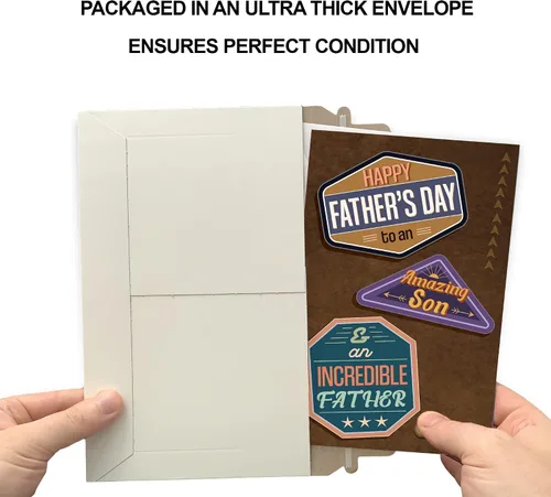 Vista 5 de Prime Greetings Tarjeta del día del padre del hijo, hecha en Estados Unidos, ecológica, tarjeta gruesa con sobre de primera calidad de 5 x 7.75