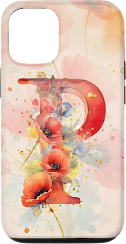 Vista 26 de iPhone 16 Beautiful Poppy Flowers Initial Letter P Monogram Watercolor Case