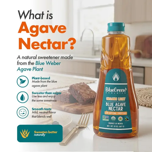 Vista 2 de Blue Green Agave Néctar orgánico, azul claro, 32 onzas