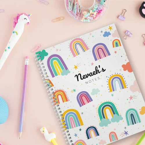 Vista 6 de Gotcha Covered Notebooks Divertido cuaderno de arcoíris personalizado de 8.5 x 11 pulgadas, tapa blanda laminada brillante duradera, 120 páginas