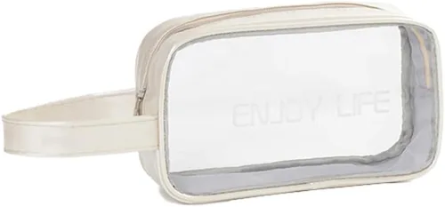 Vista 10 de Neceser de viaje, bolsa de aseo transparente con asa, bolsa de maquillaje impermeable para playa, viajes, gimnasio, Negro