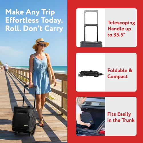 Vista 9 de Carrito inteligente con función de refrigeración ultra compacto con ruedas - Bolsa enfriadora plegable aislada - Enfriador de viaje plegable para 36