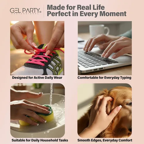 Vista 7 de GELPARTY - Puntas de uñas francesas X-Nude Short Almond, 150 unidades, 15 Desnudo