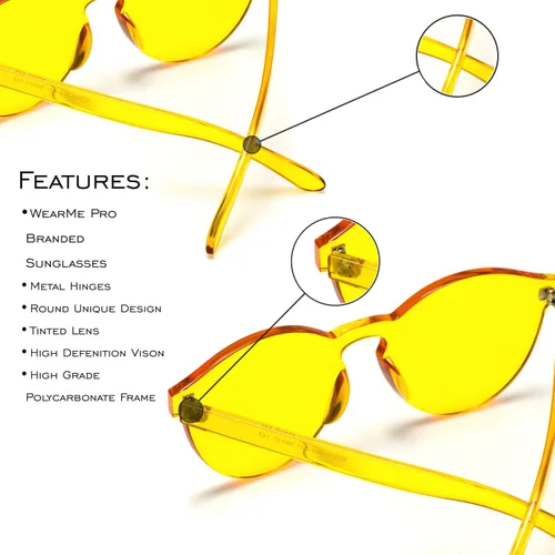 Vista 5 de Wearme Pro - Lentes para sol Super Retro Redondos, transparentes.
