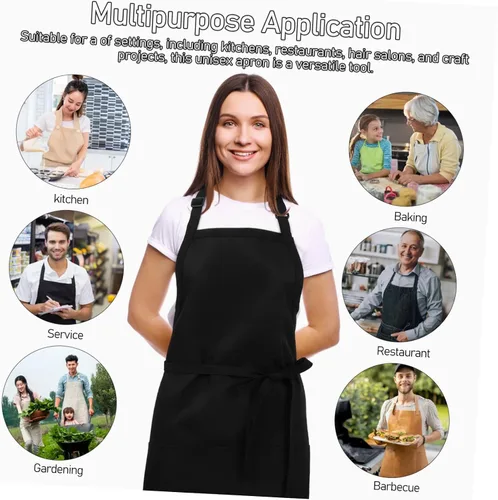 Vista 9 de GLEAVI Delantal de trabajo con bolsillos de correas para cocinar, hornear y pintar, diseño unisex para hombres y mujeres.