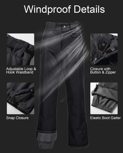 Vista 5 de CREATMO US Pantalones de nieve para mujer, baberos de esquí, impermeables, aislados, invierno y snowboard