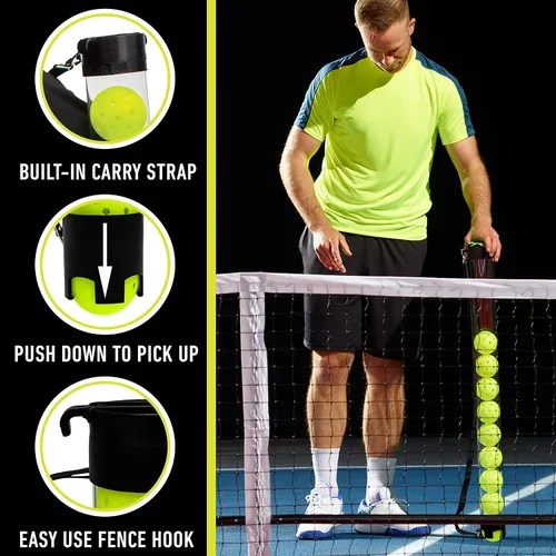 Vista 2 de Franklin Sports, tubos de recogida de pelotas de pickleball, tenis y pádel - (15) pelotas de tenis/pádel + (13) tubos elevadores de pickleball