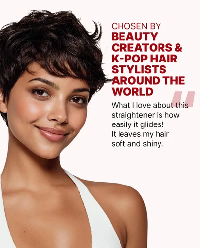 Vista 3 de GLAMPALM Plancha para el cabello 0.5" Plancha plana de cerámica infundida con Vita C, la herramienta profesional de salón n.º 1 de Corea