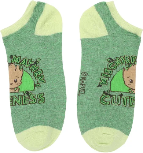 Vista 3 de Bioworld I Am Groot Mischief Mayhem Cuteness - Calcetines tobilleros para mujer (5 pares), Multi colorido