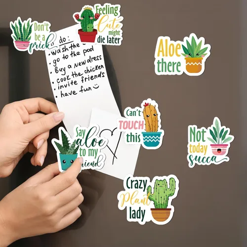 Vista 4 de Kanayu 16 imanes de nevera divertidos para plantas, juego de palabras para plantas, decoración magnética para el hogar, cocina, decoración magnética