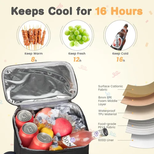 Vista 2 de Mochila enfriadora, 30 latas, mochila de almuerzo aislada para hombres y mujeres, bolsa térmica portátil a prueba de fugas para el trabajo, oficina