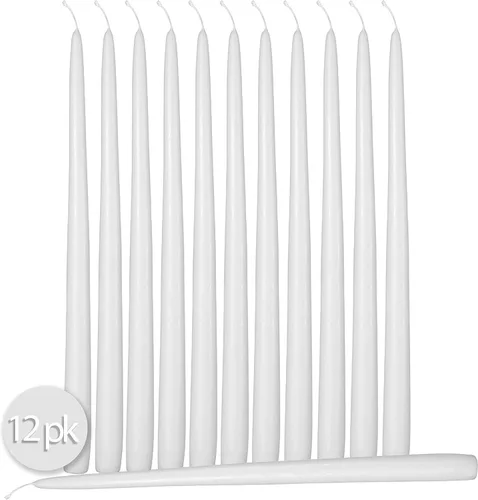 Vista 2 de Hyoola - Velas cónicas altas de 10 pulgadas, sin goteo, sin aroma, cera de parafina con mechas de algodón, 8 horas de combustión, color blanco