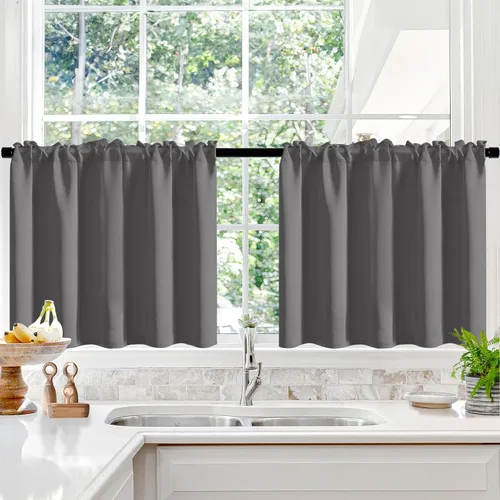 Vista 157 de Deconovo Cortinas opacas, aislamiento térmico, dobladillo para barra, reducción de ruido, certificado Oeko-TEX, cortinas de oscurecimiento
