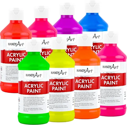 Vista 67 de Handy Art Pintura acrílica, juego de 12 colores, botellas de 16 onzas, acrílico líquido para estudiantes semibrillante, consistencia de flujo