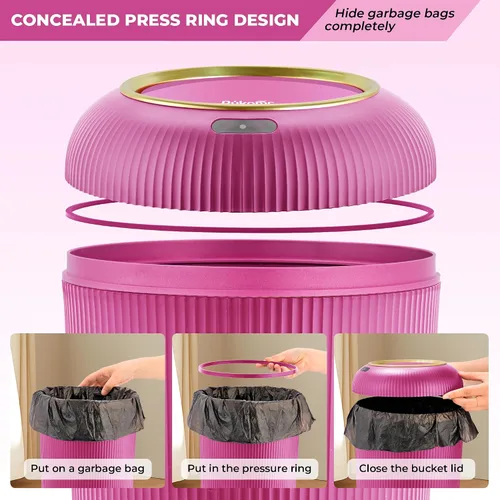 Vista 10 de Pukomc Papelera con sensor inteligente, conveniente e higiénico, fácil de usar, sensor de tecnología, impermeable, papelera de plástico para cocina