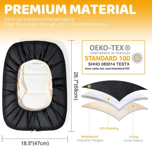 Vista 5 de Fundas de asiento de coche Orzbow para bebés invierno, funda universal para asiento de coche de bebé con cuello ajustable, cubierta impermeable
